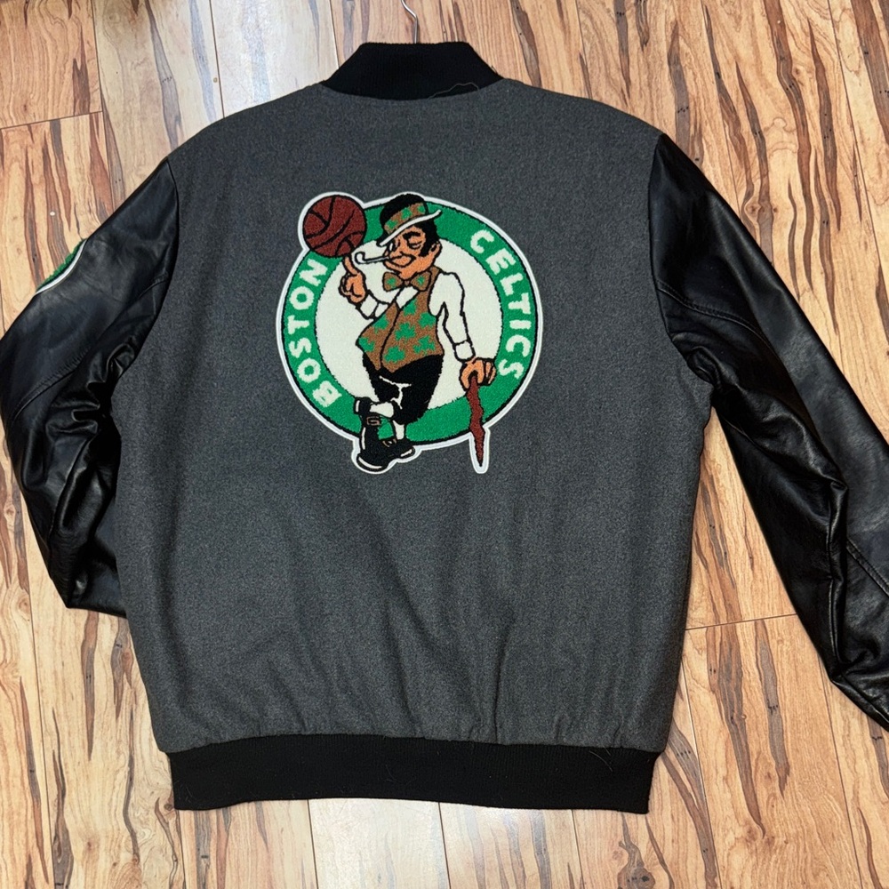 NBA Boston Celtics Black and Gray Bomber Jacket - Picture 4 of 4